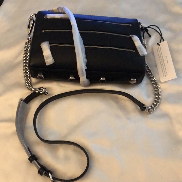 Rebecca Minkoff Mini 5 Zip Black Leather Crossbody Chain & Leather Strap NWT - Picture 13 of 14